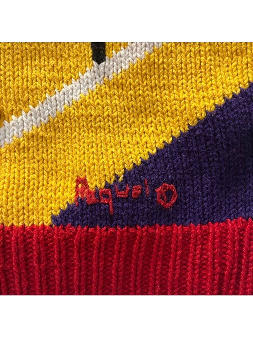 RARE Vtg 80s 3D Tennis Novelty Knit Sweater Handmade M - Picture 6 of 12